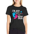 Im Just Here For The Sex Funny Gender Reveal Party  Oversized Silhouette T-Shirt