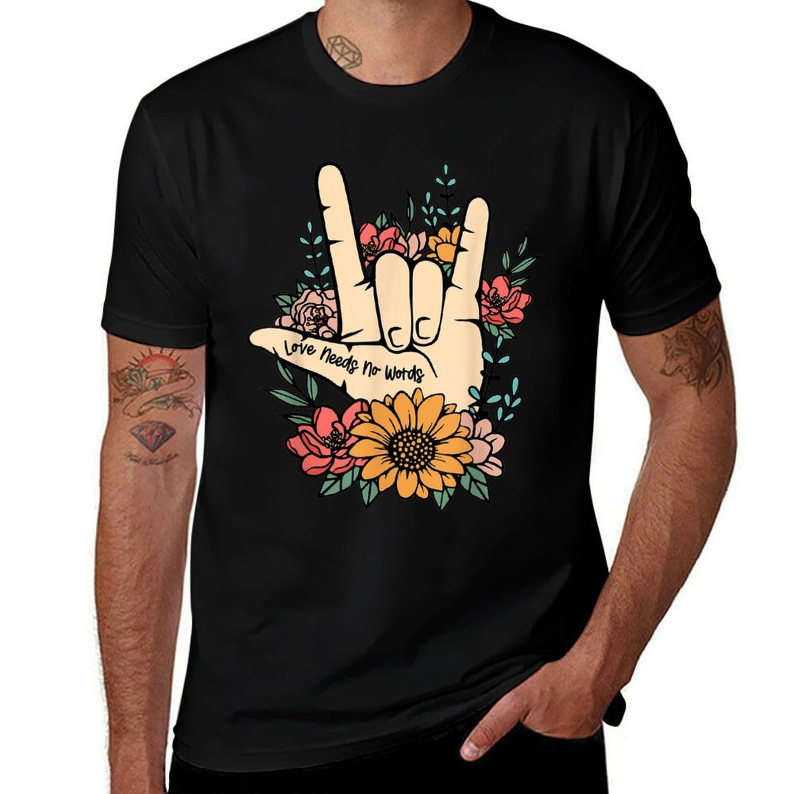 Sign Language ASL Love Needs No Words Special Education Spee  Vintage-inspired T-Shirt