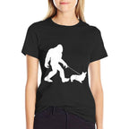 Bigfoot Walking Corgi Dog Funny Gift  Polyester Blend T-Shirt