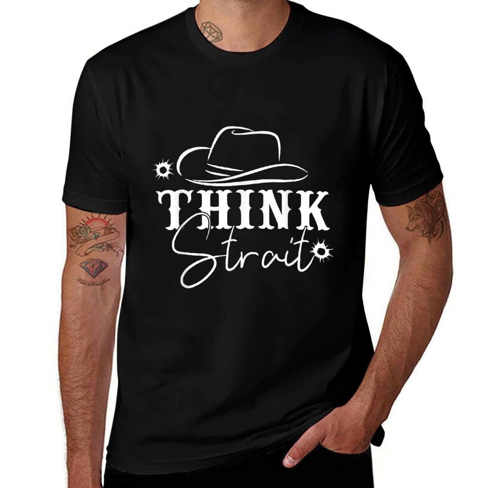 Think Strait, Southern, Country, Western  Summer-ready Fabric T-Shirt