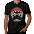 Retro Vintage Hippo Hippopotamus Sunglass  Easy-care T-Shirt