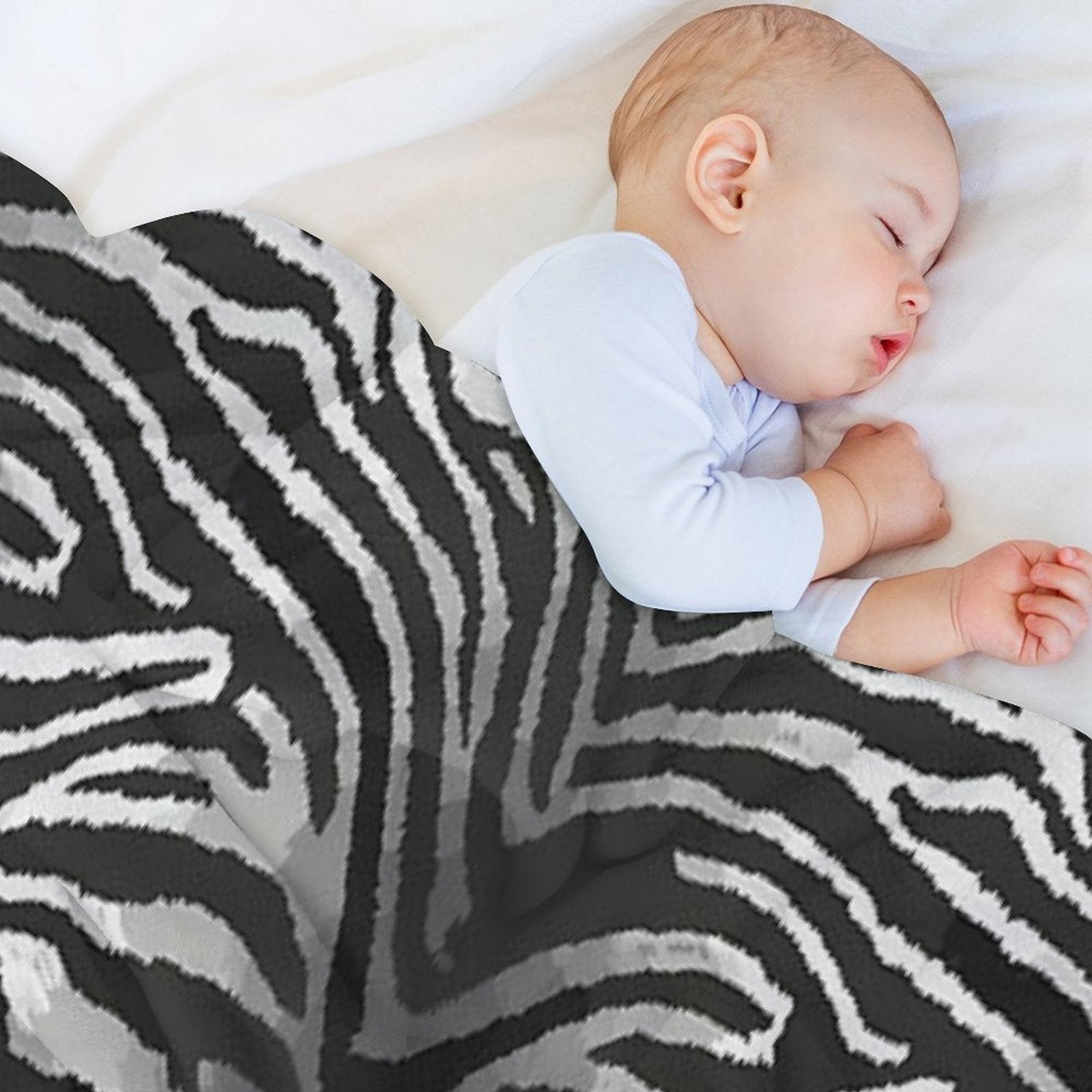 Black And White Seamless Pattern with Tiger Skin, Seamless Tiger Stripe Pattern, Wild Animal Tiger Head Face Mascot Design Vecto Quick-dry Throw Blanket