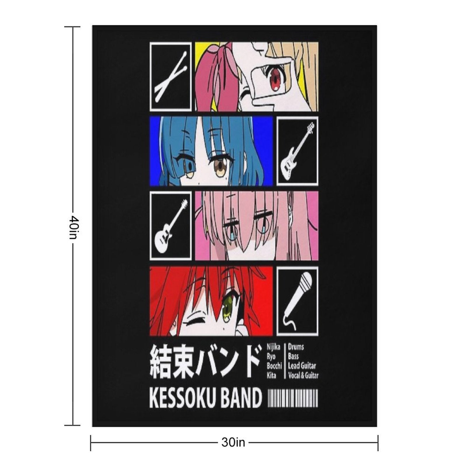 Kessoku Band Line Up Lightweight Throw Blanket