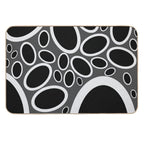 Black White And Grey Oval Pattern  Easy Maintenance Bath Mat