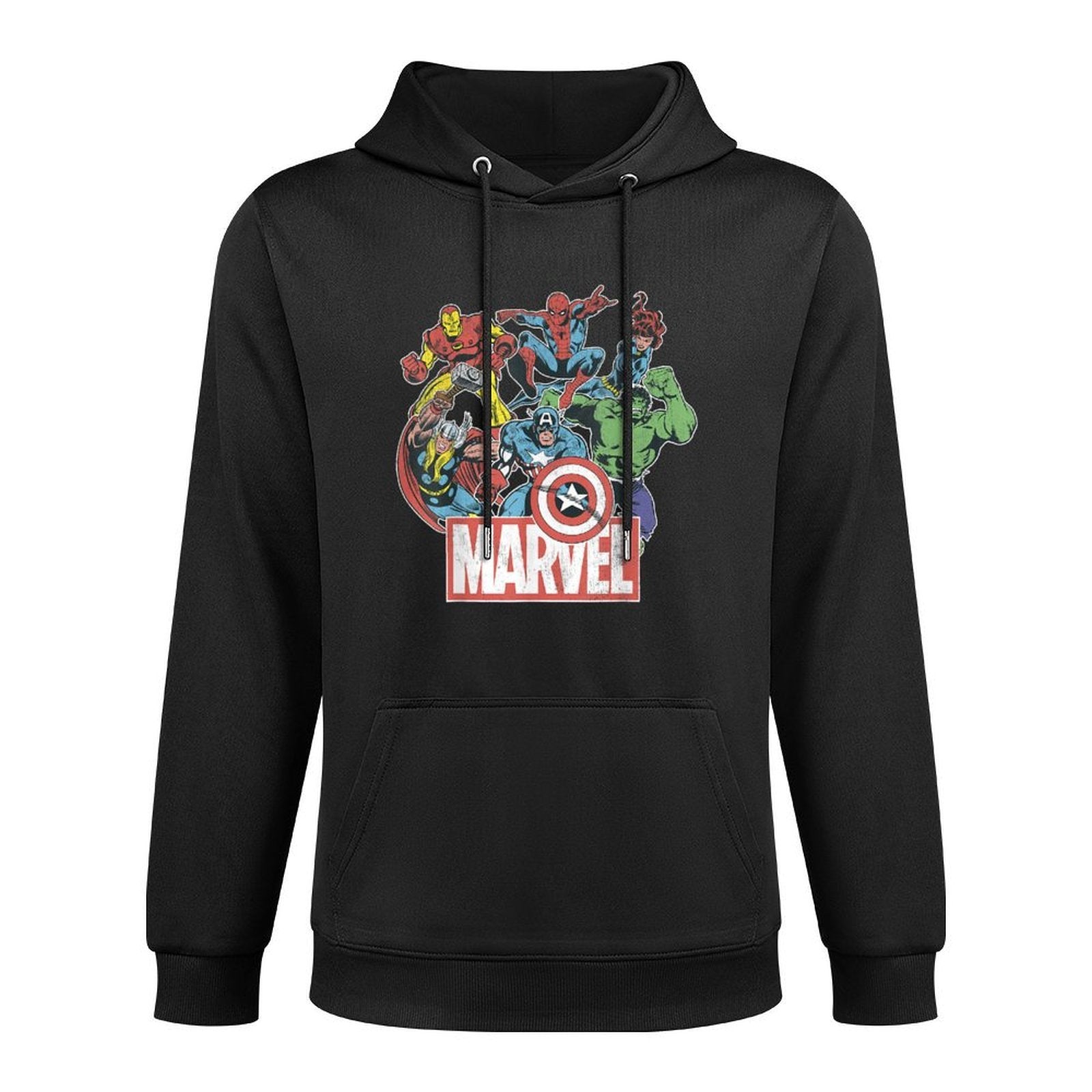 Marvel Avengers Team Retro Comic Vintage Graphic Relaxed Fit Hoodie