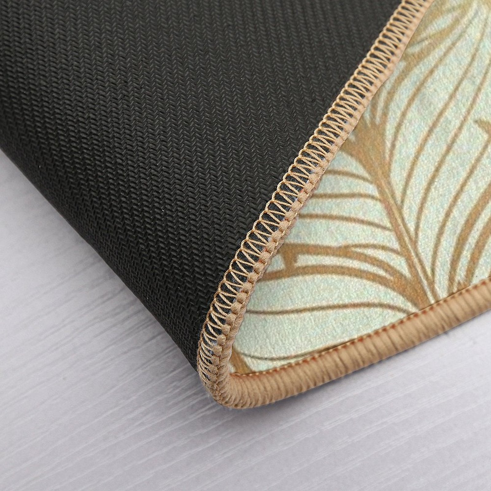 Bohemian Gold Feathers Illustration With White Shimmer  Anti-Trip Bath Mat