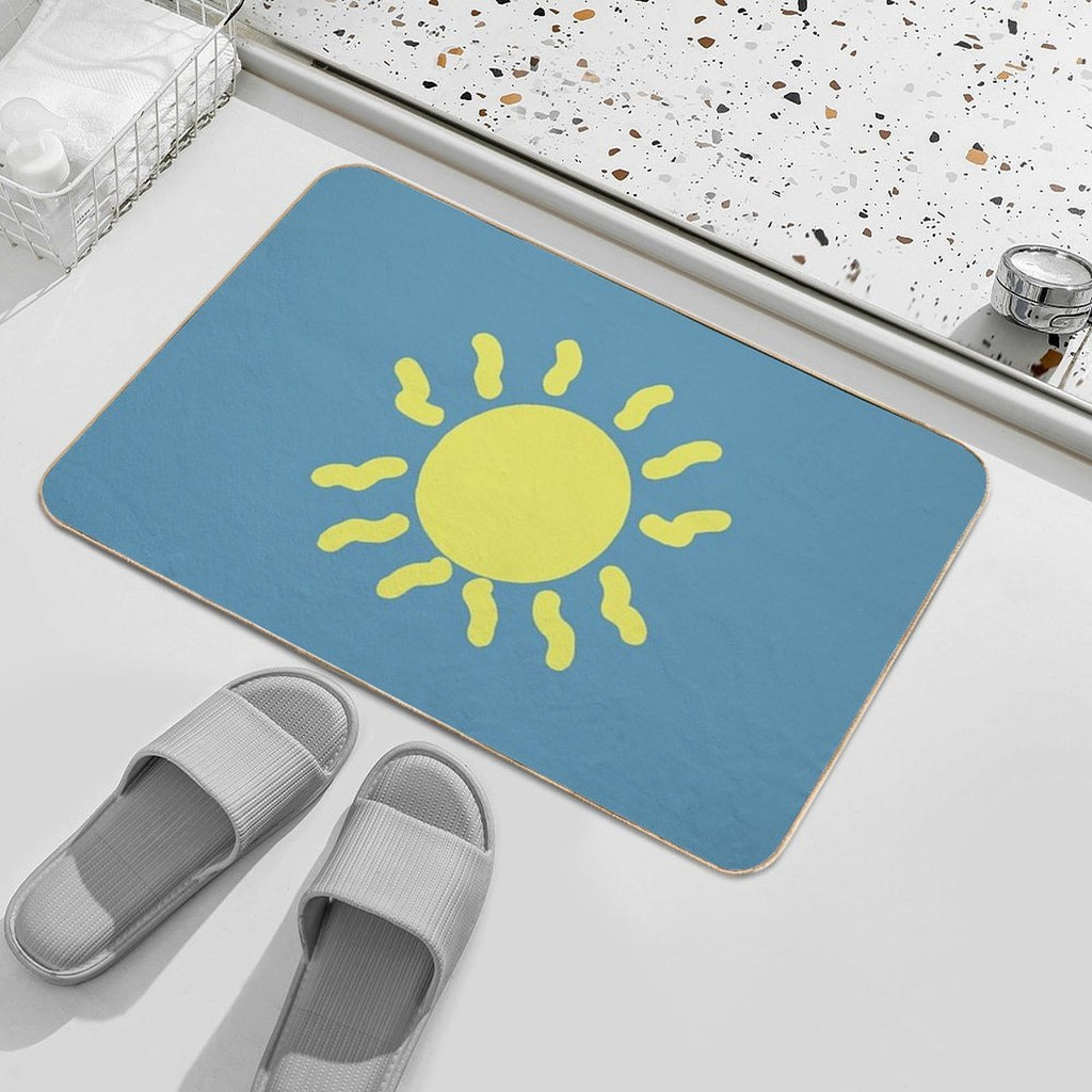 Blue Background with Bright Sun  Slip-Resistant Bath Mat