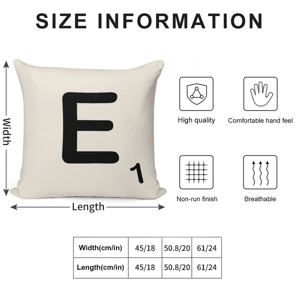 Scrabble Tile E Soft Reinforced Edging Throw Pillow