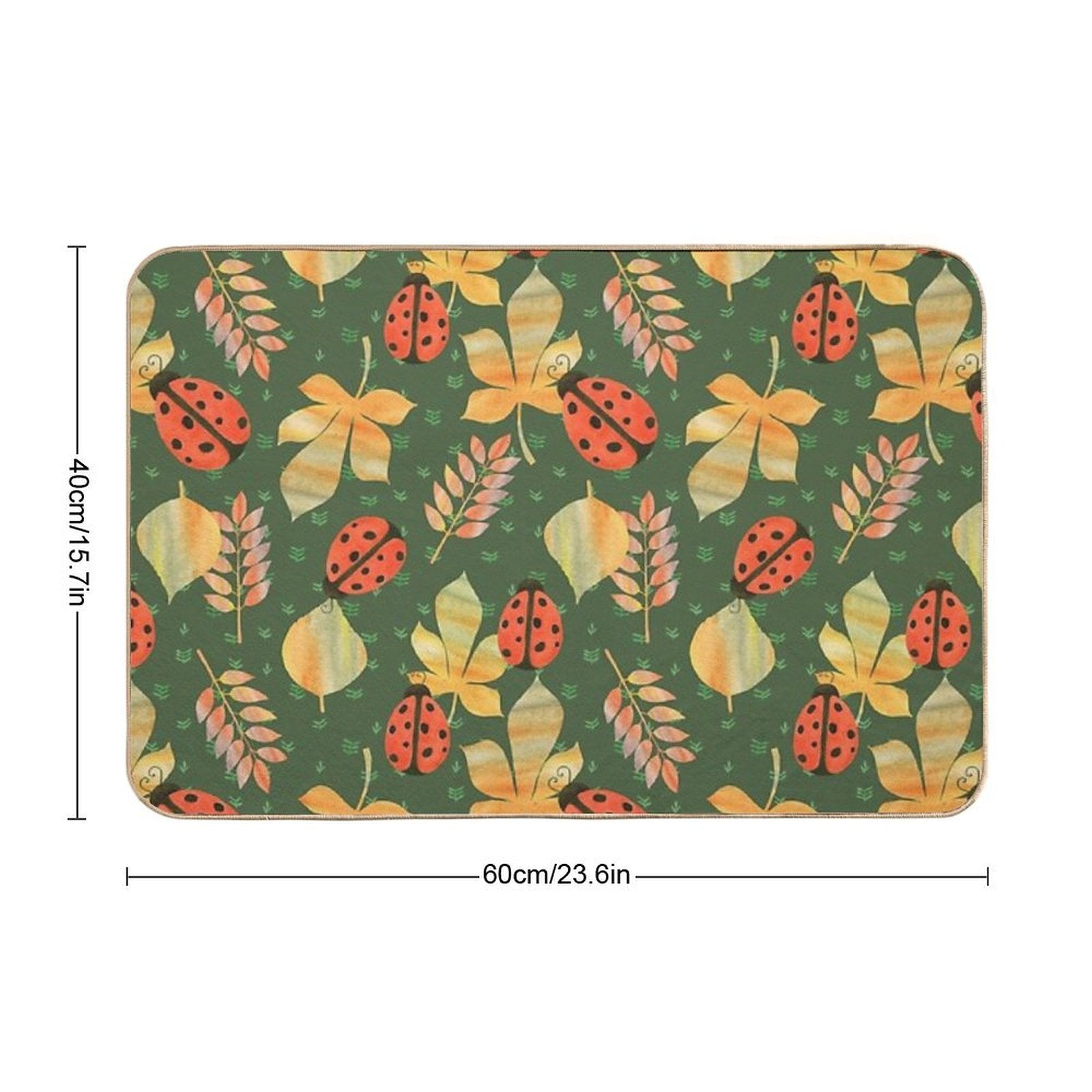 Botanical Background with Ladybugs  Multi-Purpose Bath Mat