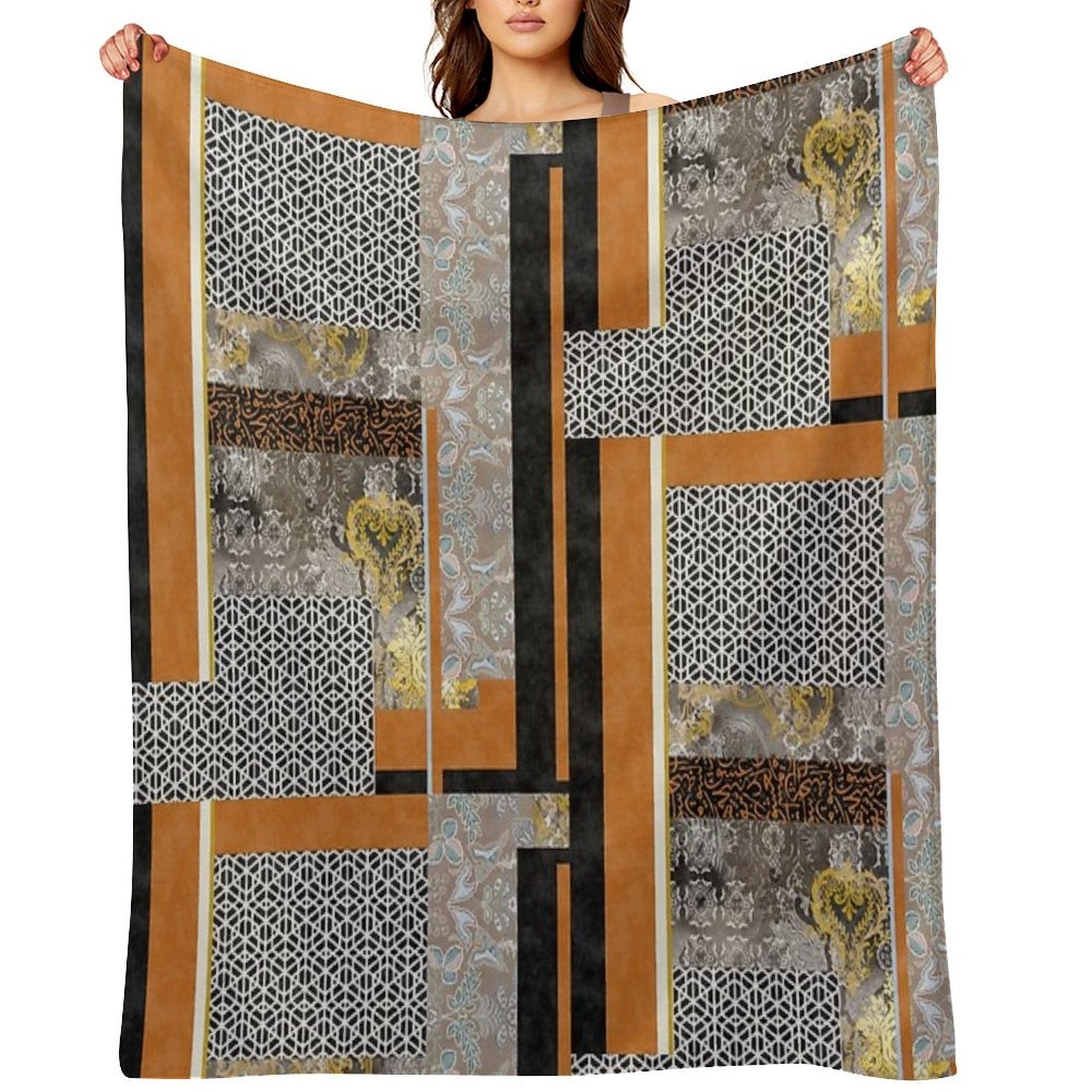 Ethnic Mixed Pattern Wrinkle-free Throw Blanket