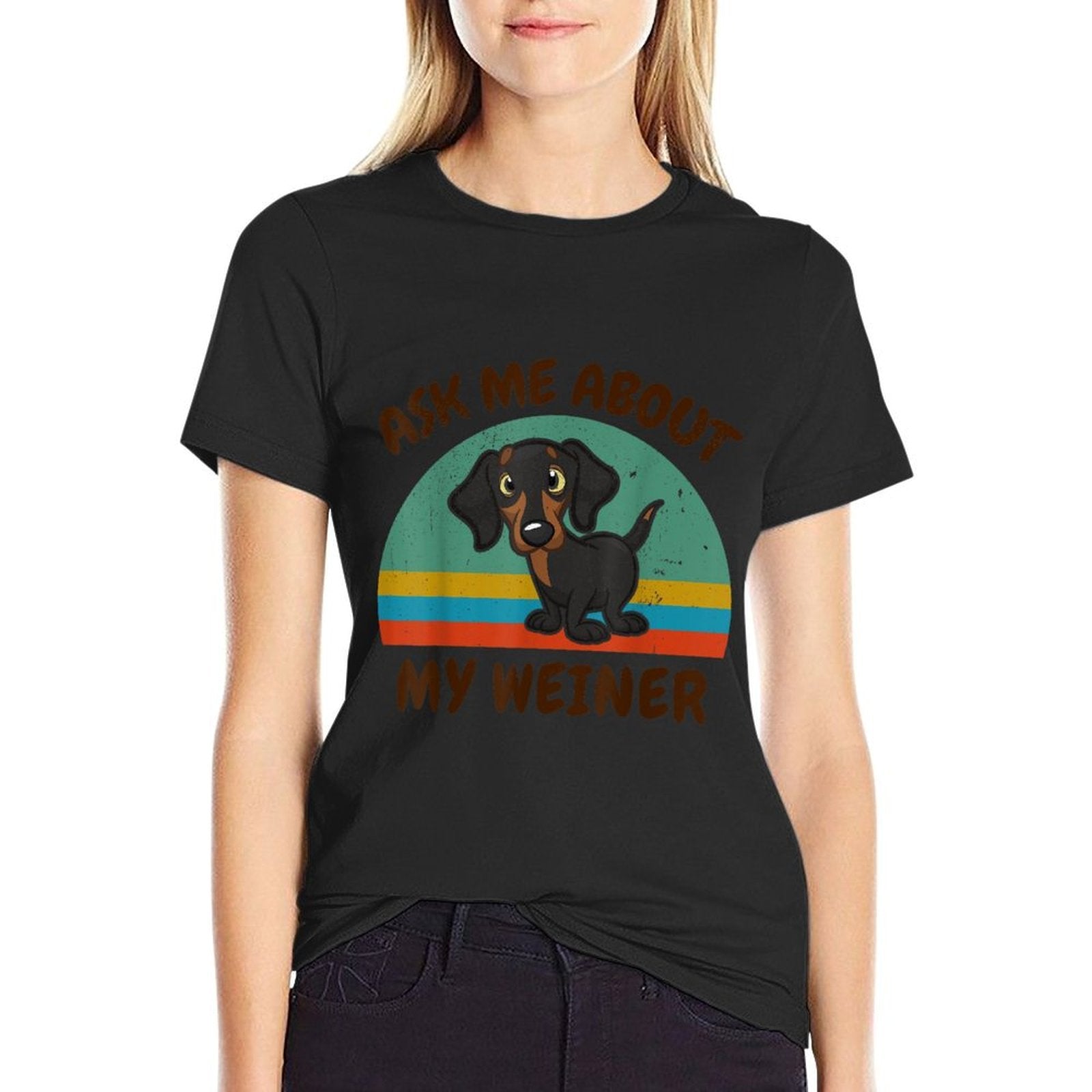 Funny Ask Me About My Weiner-Dog Men Women Dachshund Gift  Moisture-wicking T-Shirt