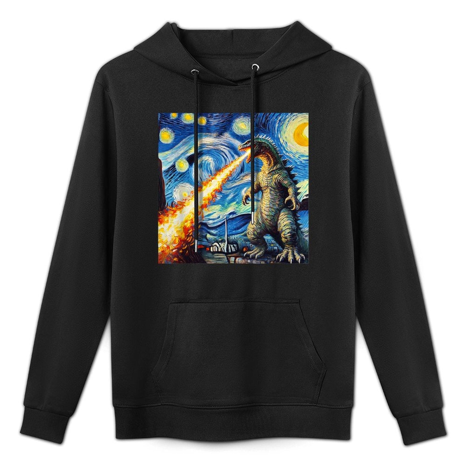 Japanese Monster Kaiju Van Gogh Starry Night Cotton-Polyester Blend Hoodie