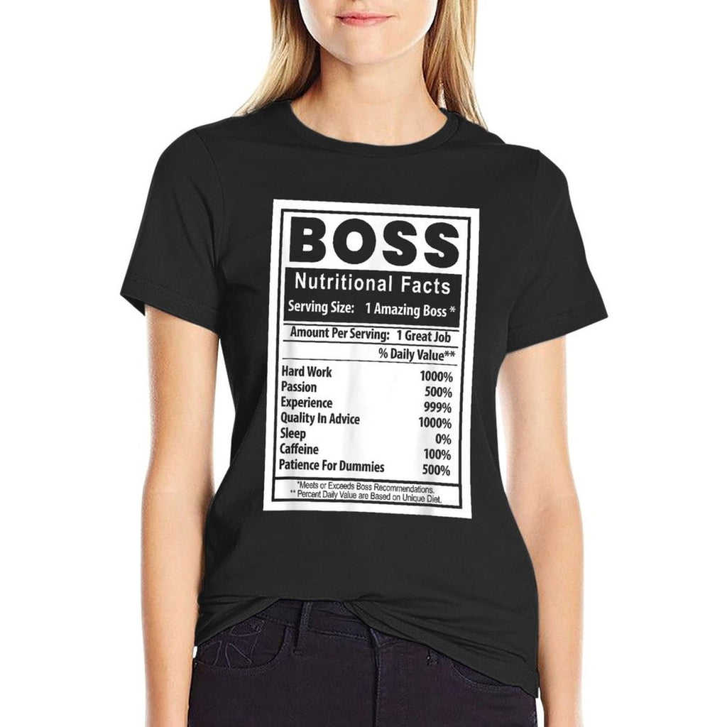 Funny Bosss Day Nutritional Facts Employee Appreciation  Summer-ready Fabric T-Shirt