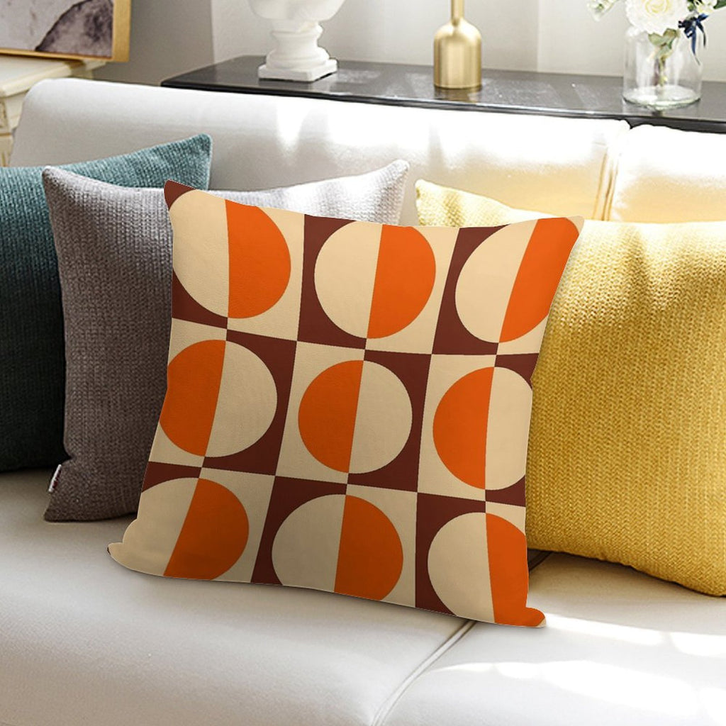 Retro Geometric Half Square And Circle Pattern 233 Soft High-Density Material Throw Pillow