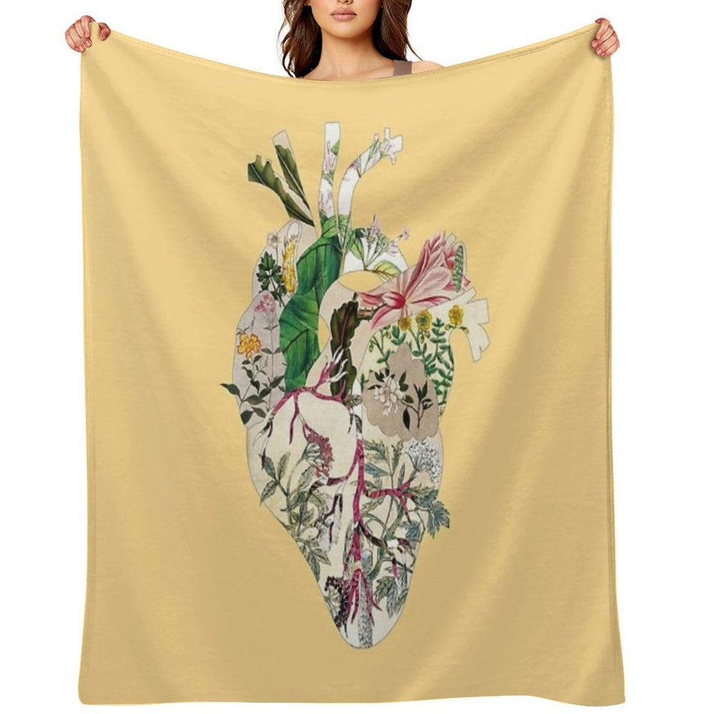 Vintage Botanical Heart - Sunshine Lightweight Throw Blanket