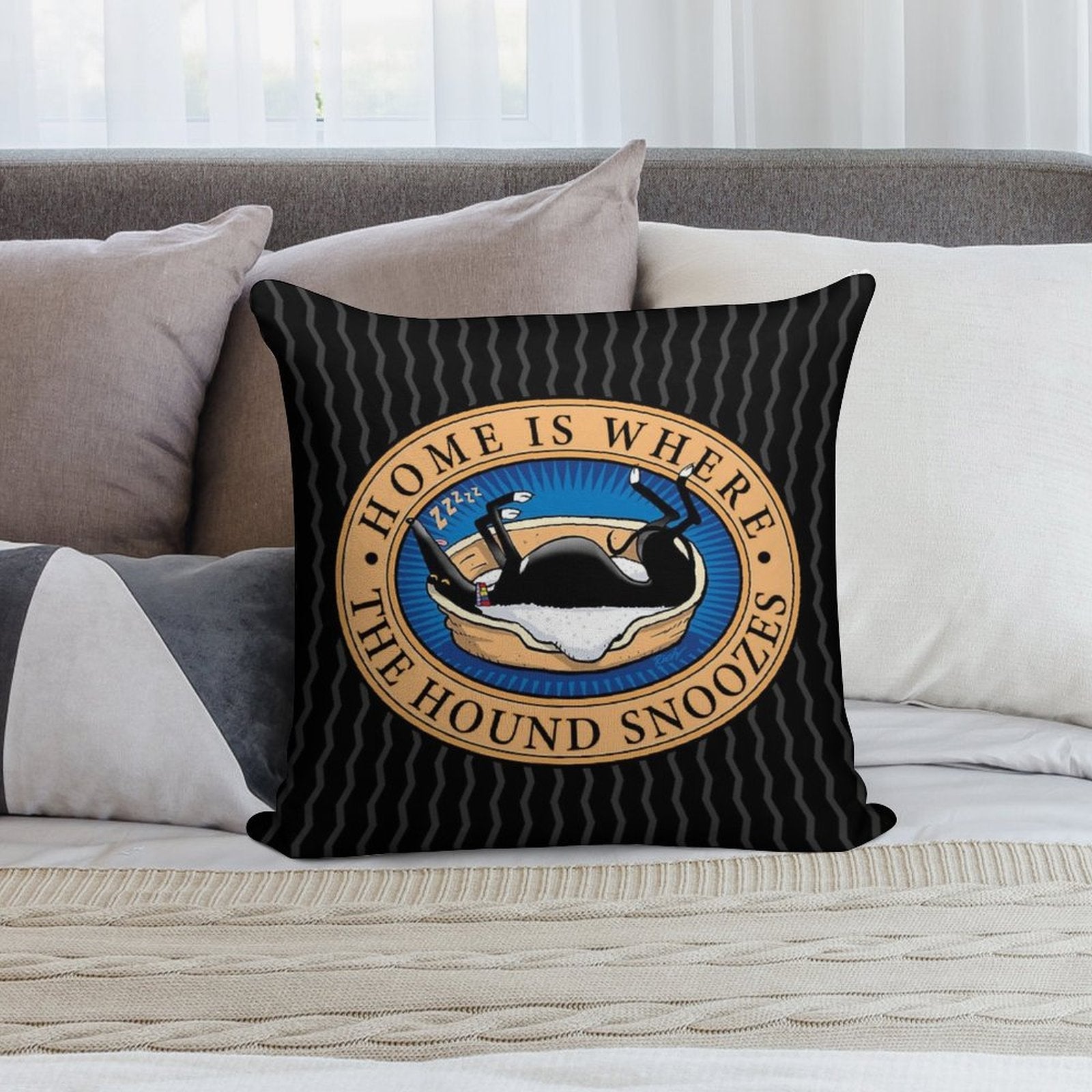 Home Is Where The Hound Snoozes Soft Style Accent Throw Pillow