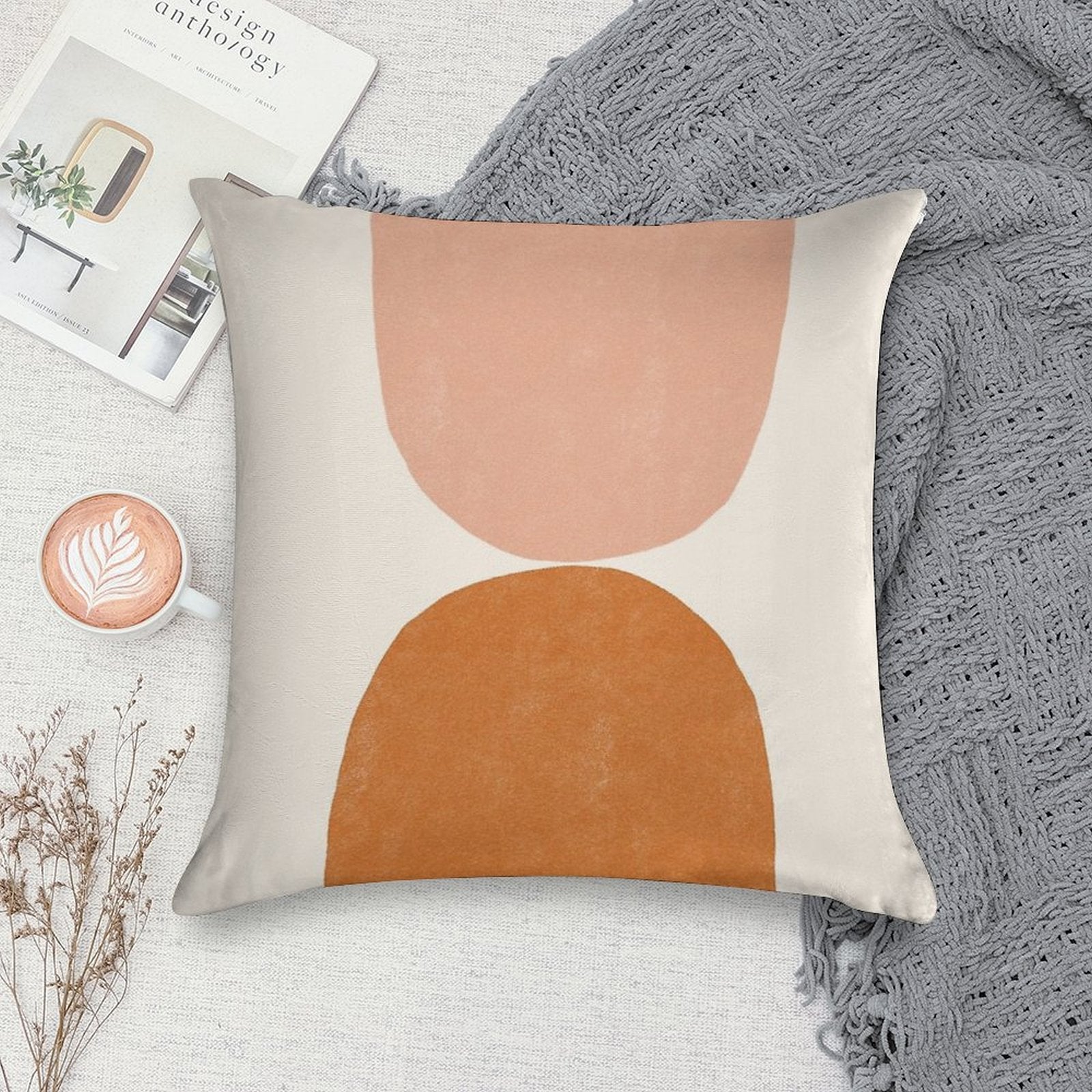 Terracotta Mid Century Modern Soft Luxury Feel Throw Pillow