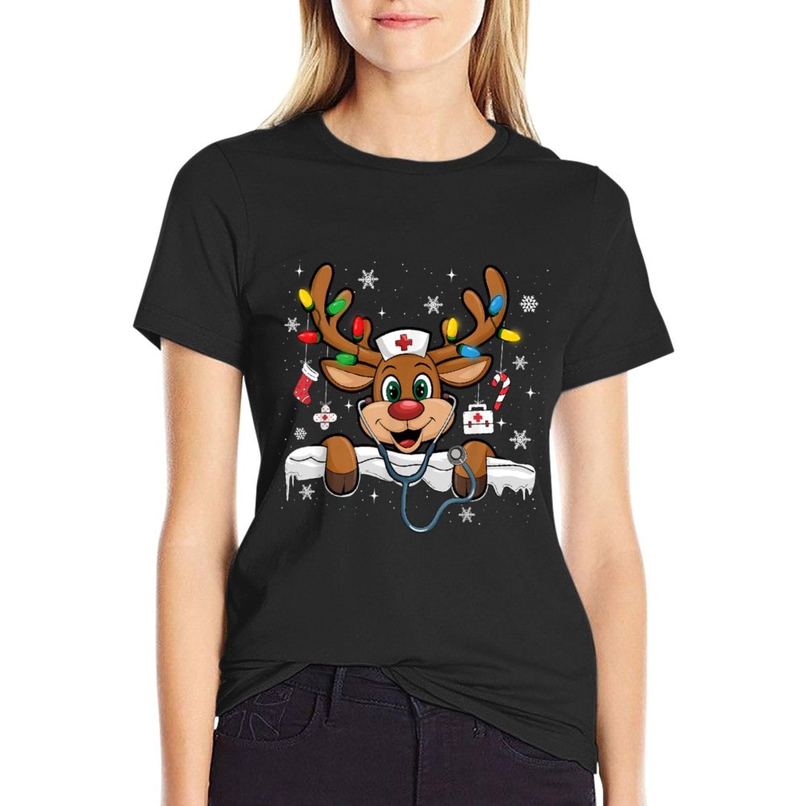 Nurse Christmas Reindeer Nursing NICU RN LPN Scrub  Versatile T-Shirt