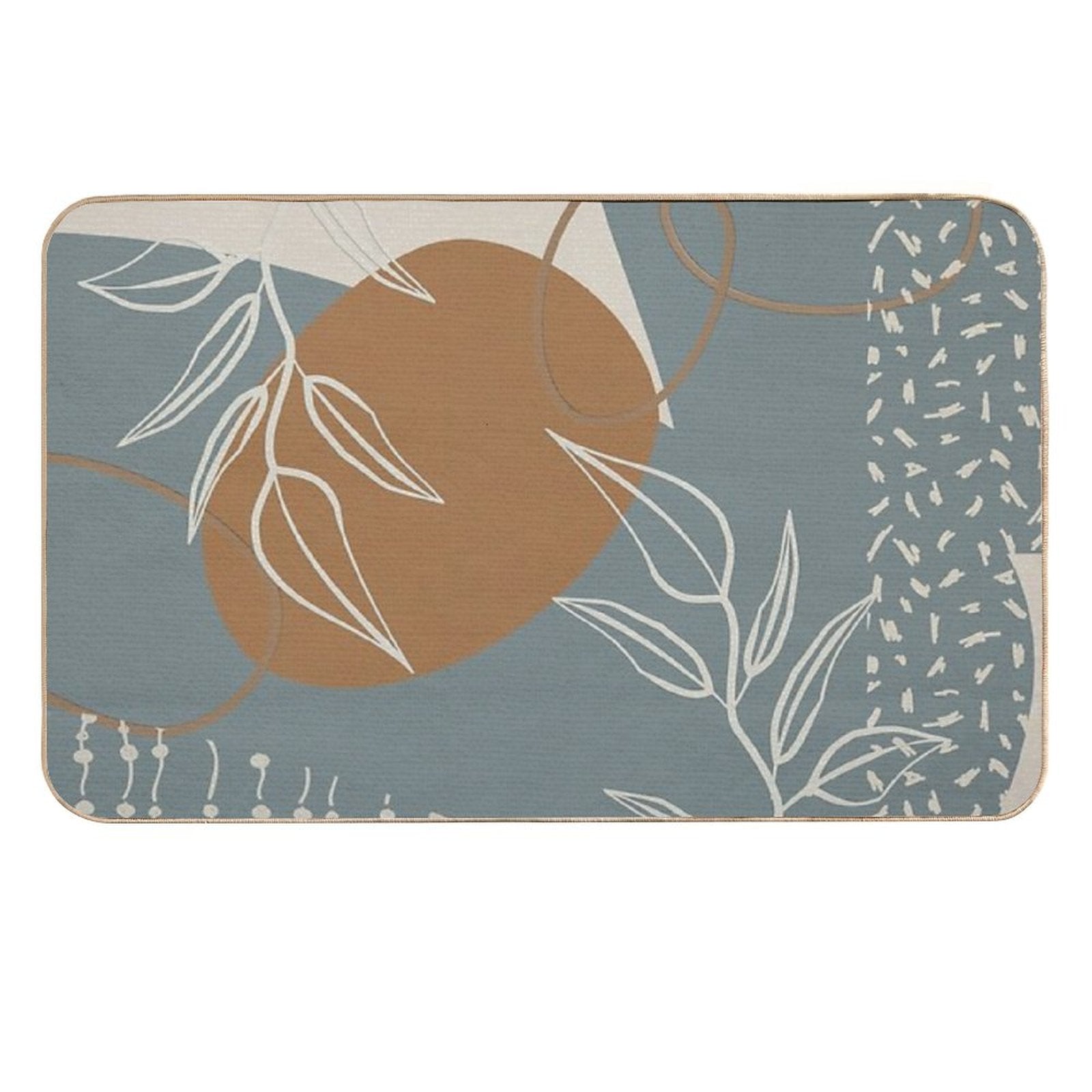 Abstract - Neutral Meeting Point 2 in Sea Blue  Easy Maintenance Bath Mat