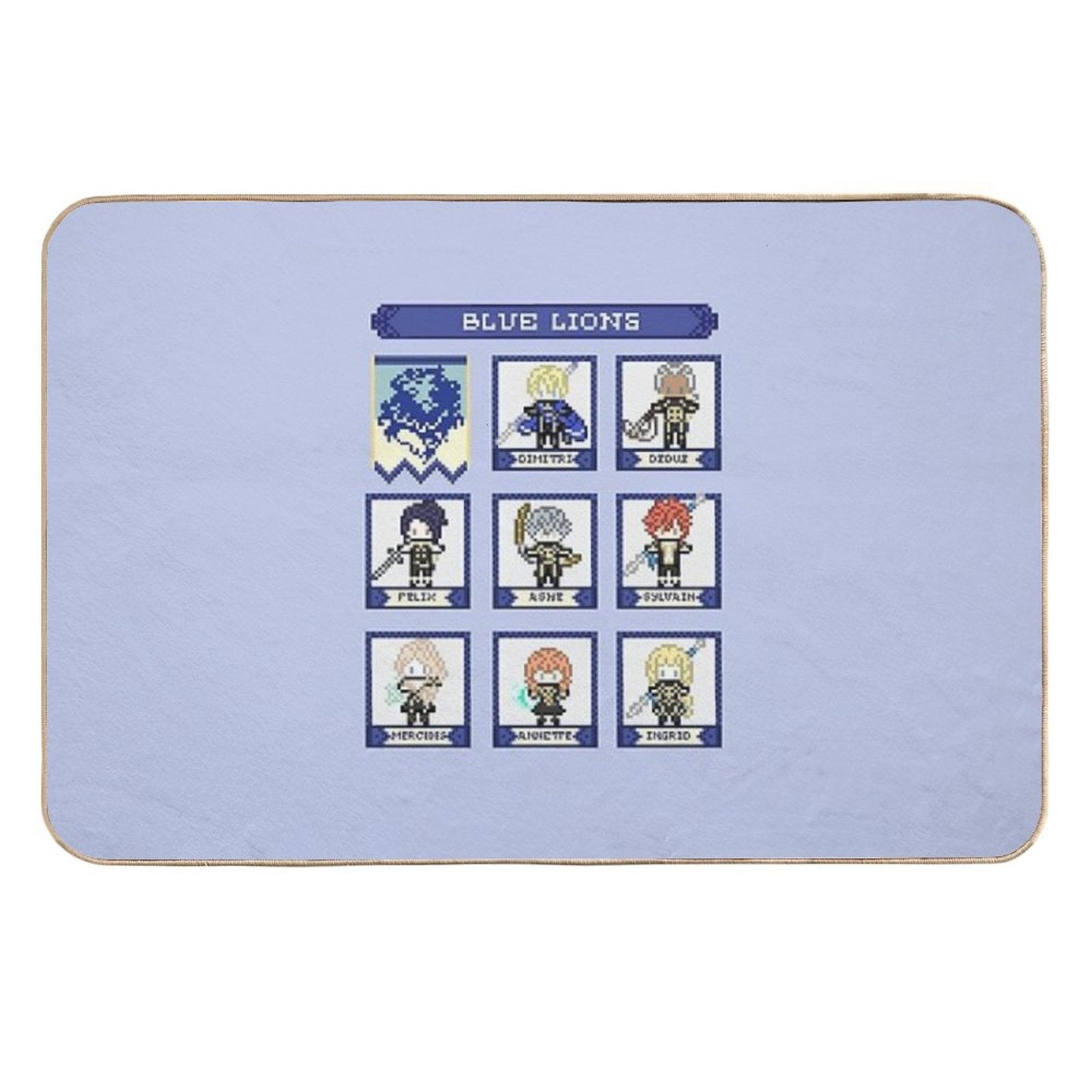 Fire Emblem Three Houses Blue Lions House Pixel Parody  Fade-Resistant Bath Mat