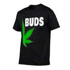 Couple Matching BFF Best Buds Pot Leaf Marijuana Weed Friend  Oversized Silhouette T-Shirt