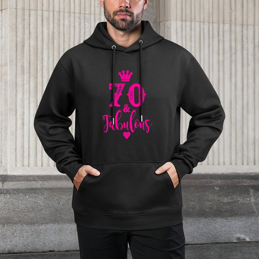 70th Birthday T-shirt Seventy And Fabulous for Women Kangaroo Pocket Hoodie