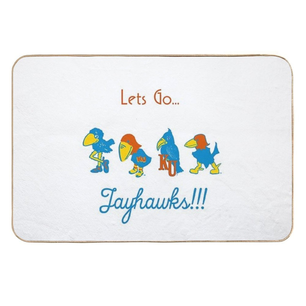 KU Jayhawks Over The Years Lets Go Jayhawks Throwback Marching Jayhawks KU Baskball  Versatile Bath Mat