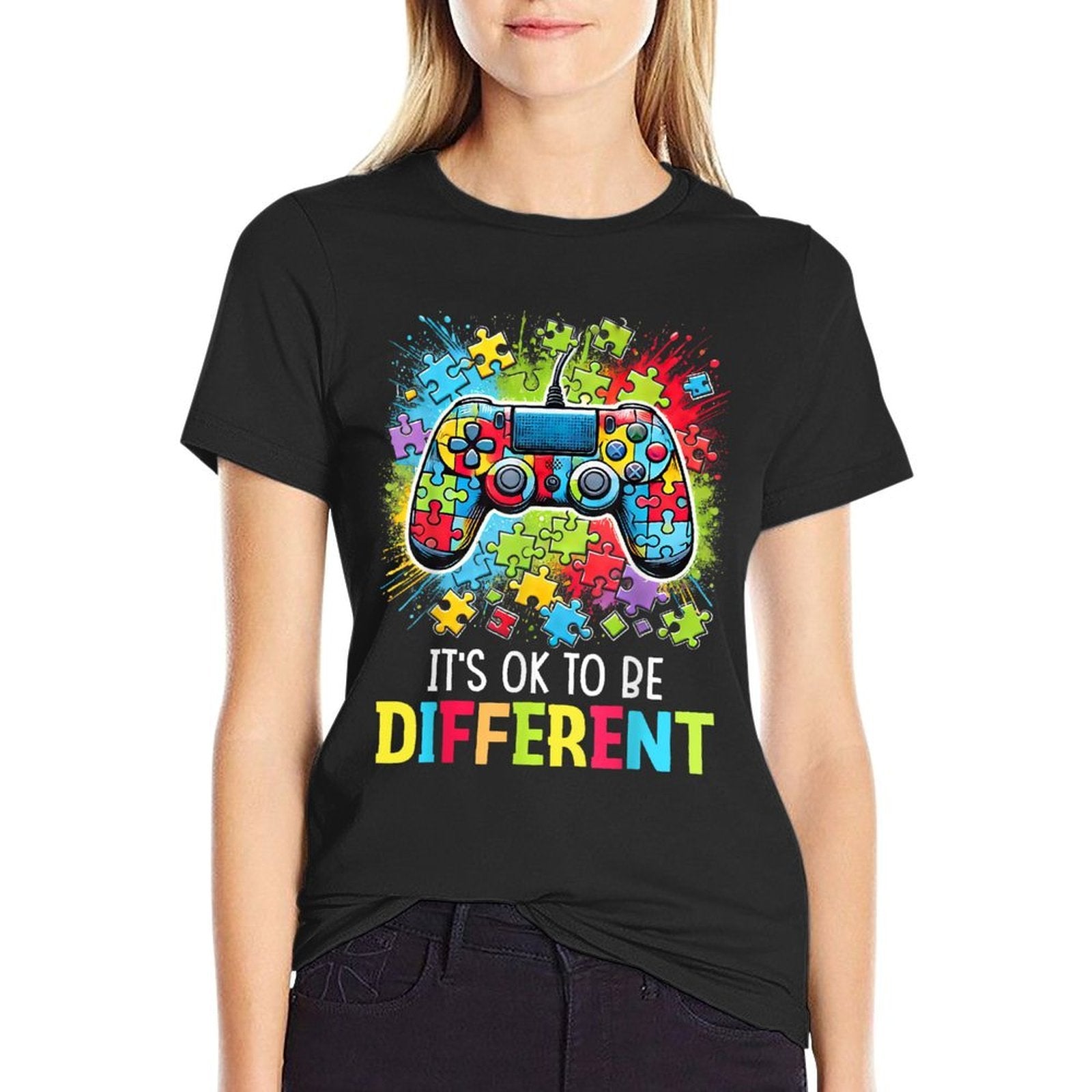 Its Ok To Be Different Video Game Controller Autism  High-quality Stitching T-Shirt