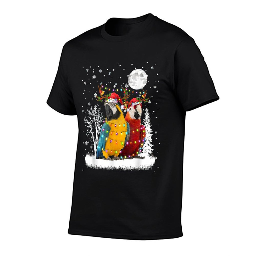 Parrot Under Moonlight Snow Christmas Pajama  Breathable T-Shirt