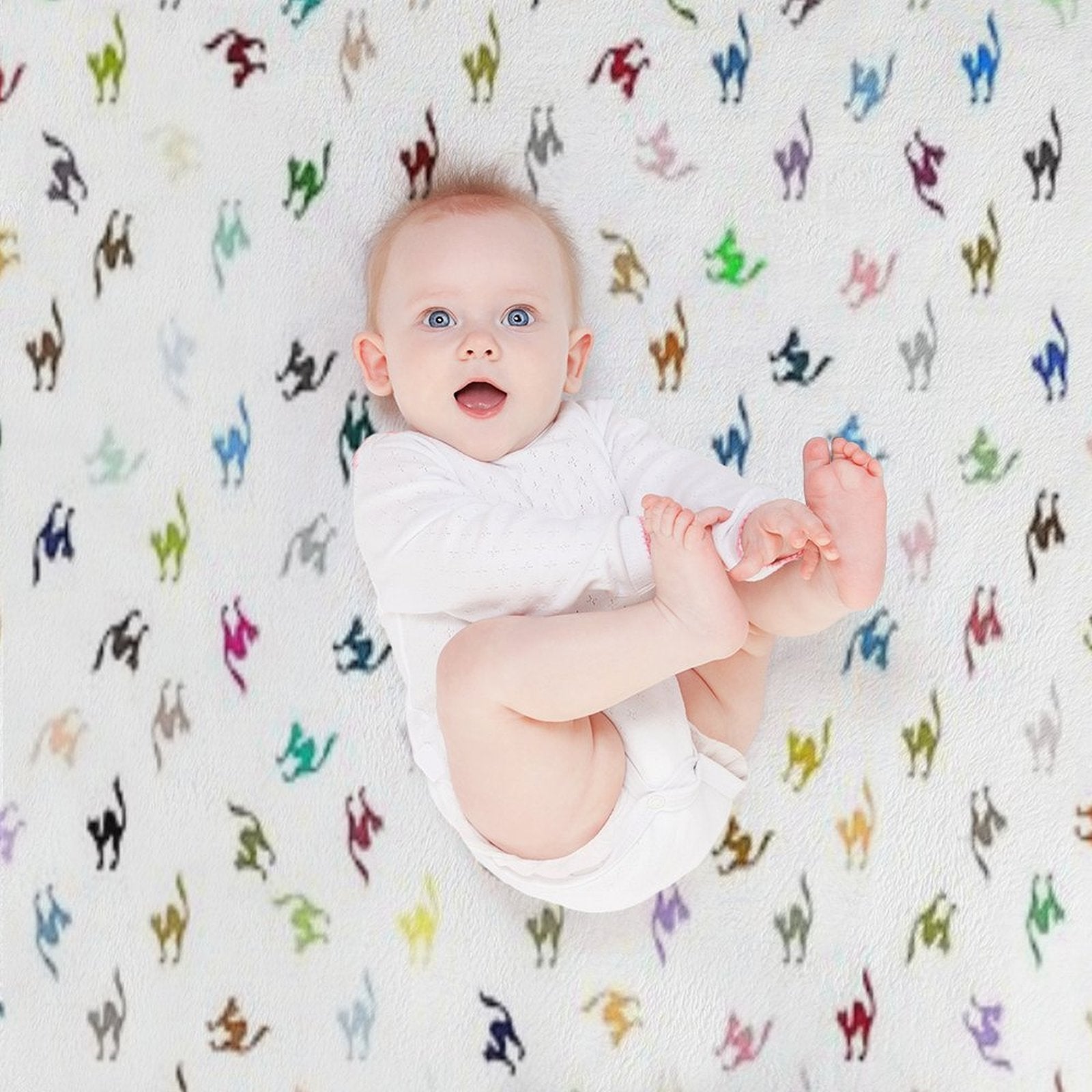 Color Cat Pattern Travel-friendly Throw Blanket