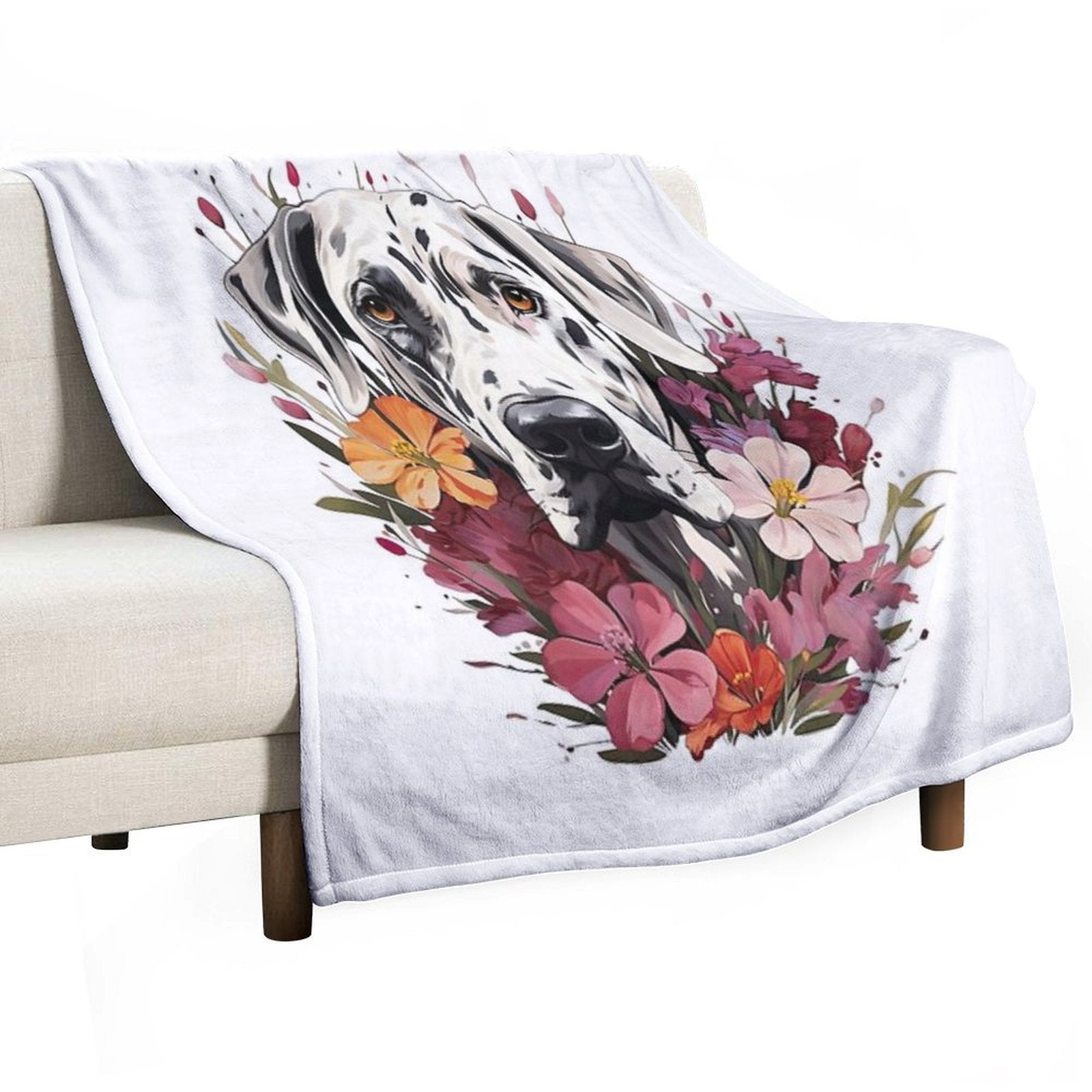 Beautiful Harlequin Great Dane Shrink-resistant Throw Blanket