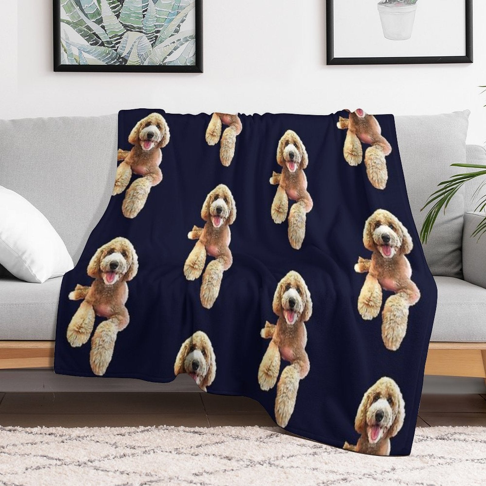Labradoodle Cute Cartoon Dog Lightweight Throw Blanket