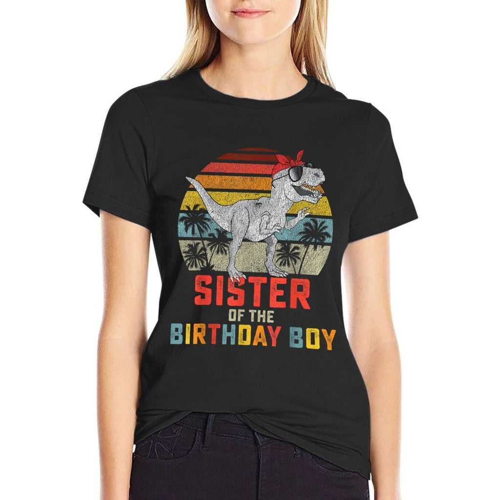 Sister Dinosaur of The Birthday Boy Matching Family  Polyester Blend T-Shirt