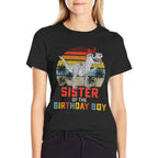 Sister Dinosaur of The Birthday Boy Matching Family  Polyester Blend T-Shirt