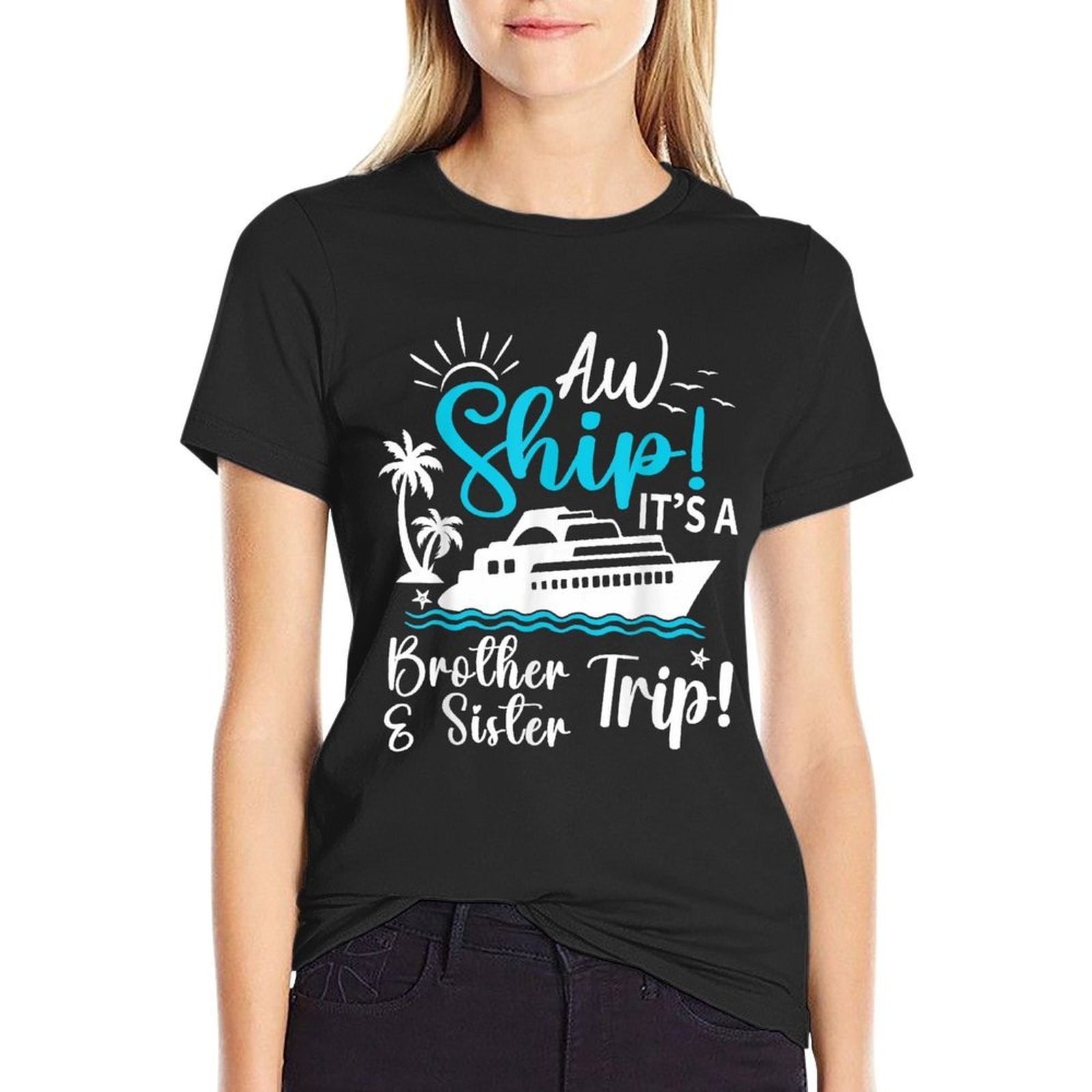 Brother Sister Cruise Trip Funny Cruising Vacation Matching  Relaxed-fit T-Shirt