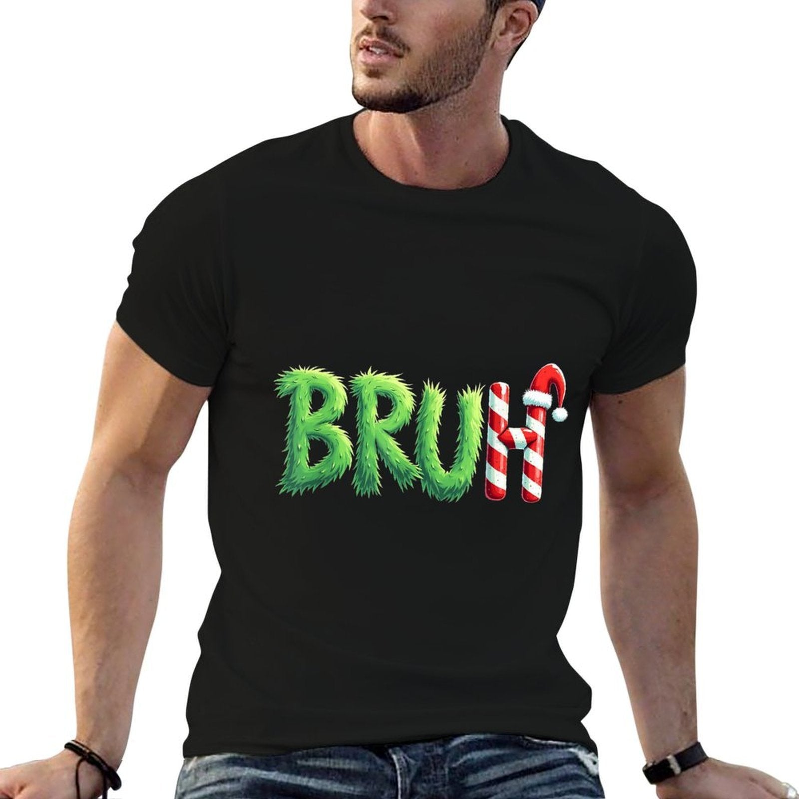 Bruh Christmas Kidsns Boys Funny Christmas Humor Meme  Oversized Silhouette T-Shirt