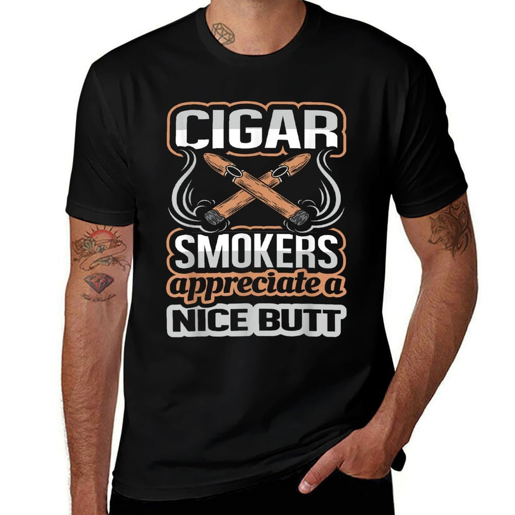 Cigar Smokers Appreciate A Nice Butt Funny Cigar T  Ribbed Collar T-Shirt
