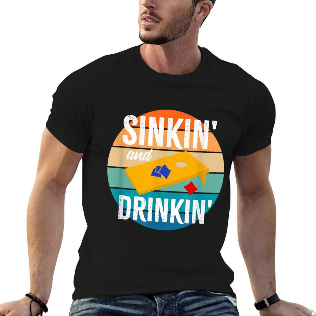 Sinkin And Drinkin Cornhole Sinking Drinking Funny Cornhole  Lightweight T-Shirt