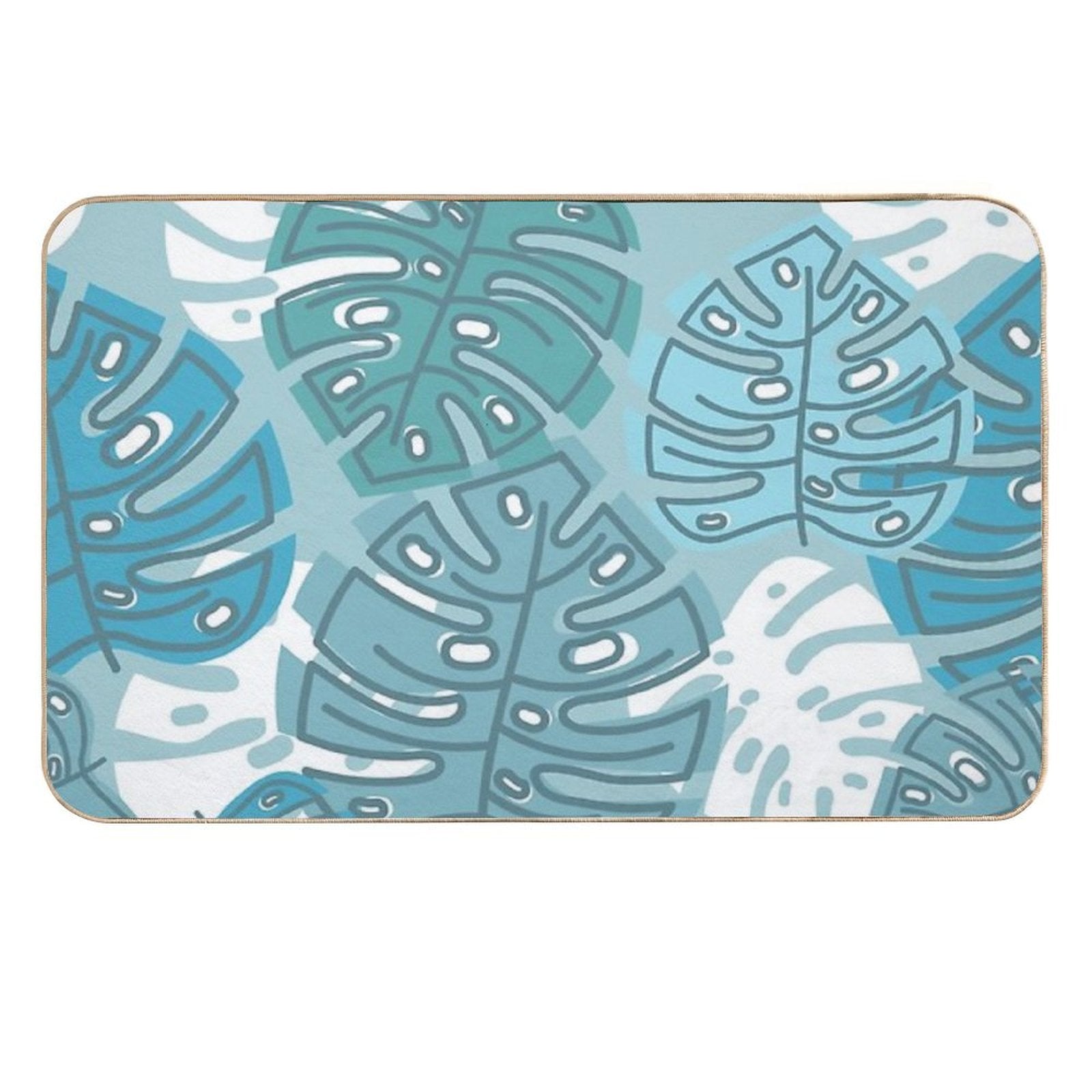 Blue Monstera Foliage  Pet-Safe Bath Mat