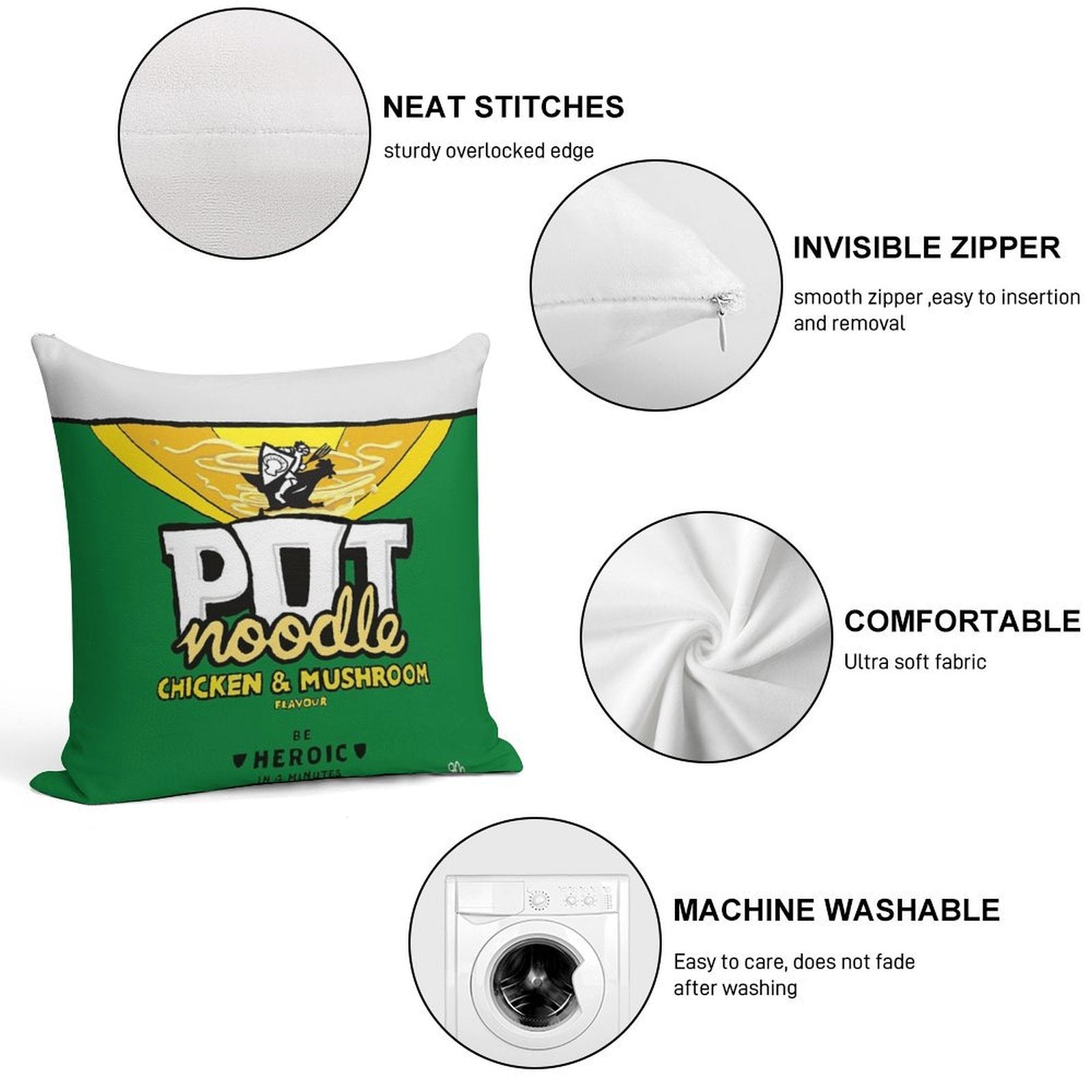 Pot Noodle Cushion Soft Bedroom Essential Throw Pillow