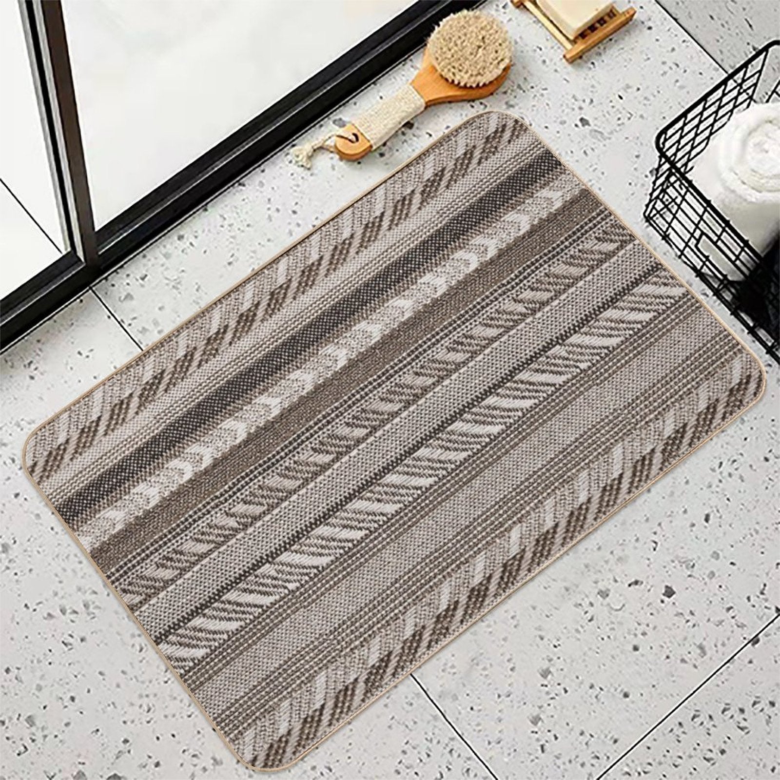 Tobacco - Boho Stripe -  Anti-Trip Bath Mat