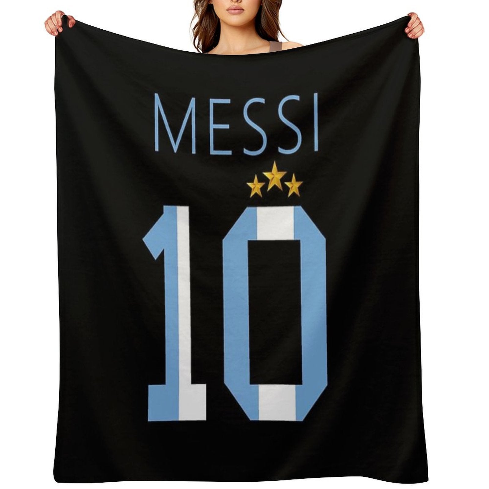 Messi Argentina Number 10 with 3 Stars Ver 1 Quick-dry Throw Blanket