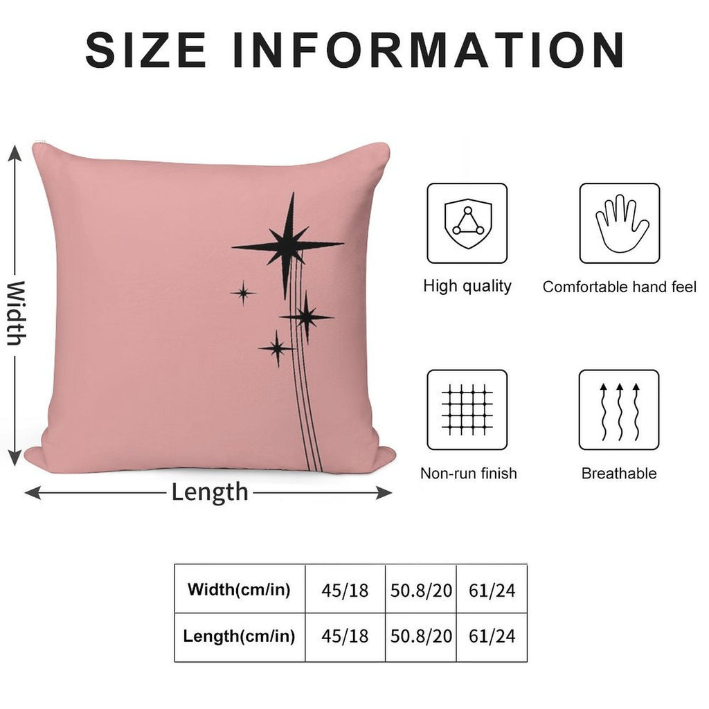 1950s Atomic Age Retro Starbursts in 50s Pink And Black Soft Warmth Comfort Throw Pillow