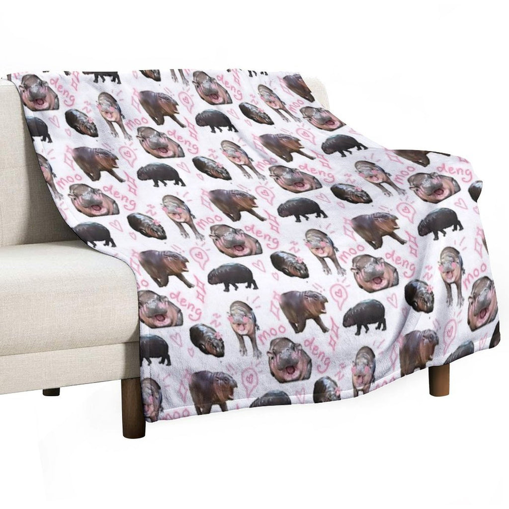 MOO DENG IS SO CUTIE Easy Care Throw Blanket