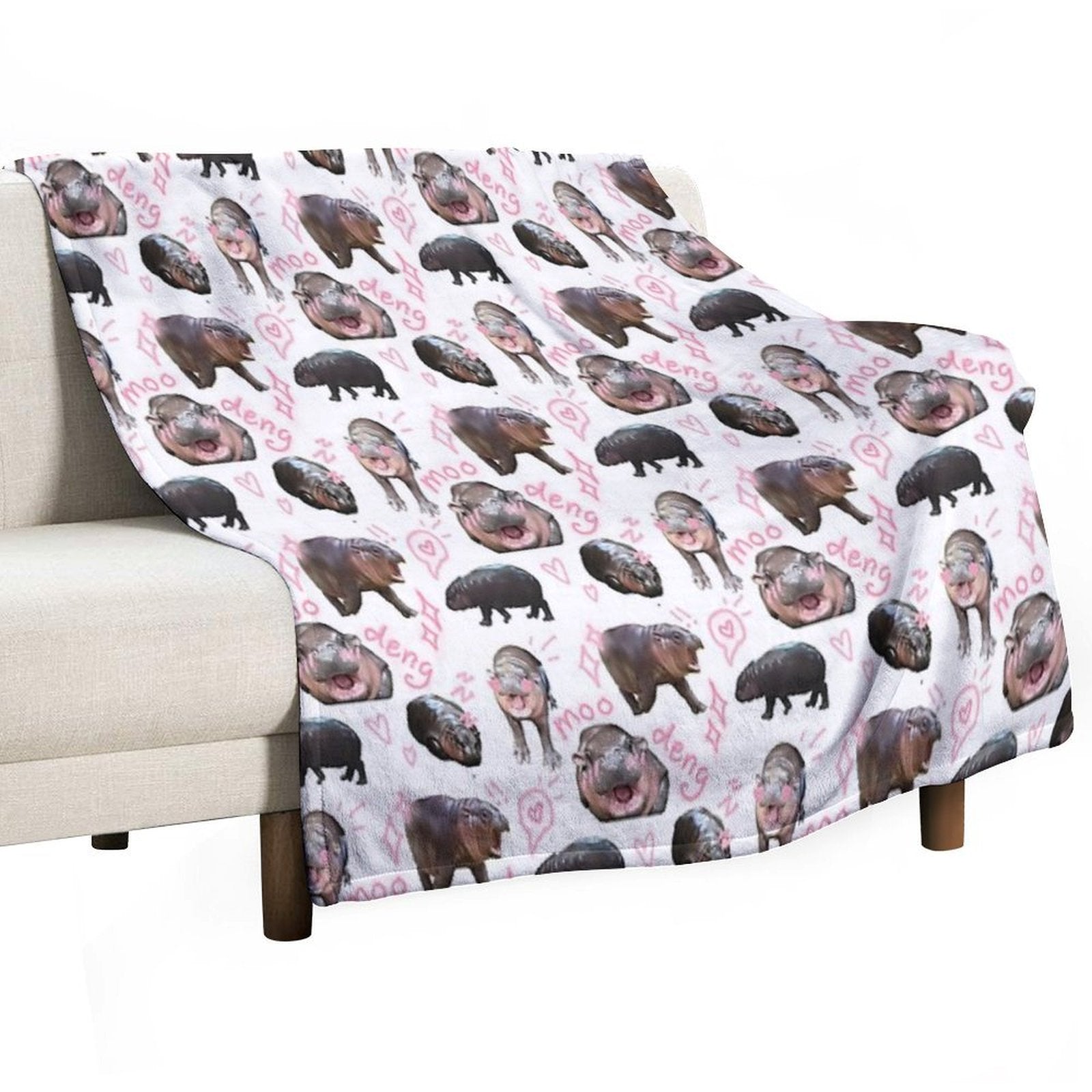 MOO DENG IS SO CUTIE Easy Care Throw Blanket