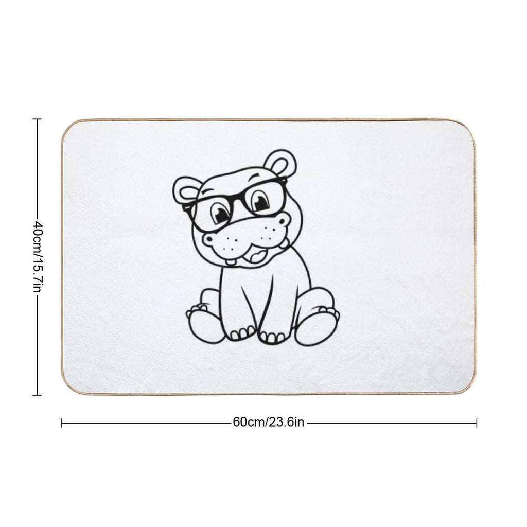 Hip Hip Hipster Hippo  Odorless Bath Mat