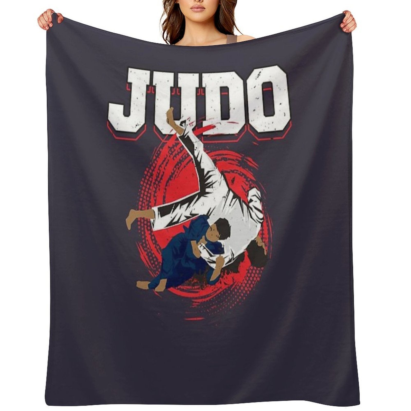 Women Men Grappling Judo Versatility Throw Blanket