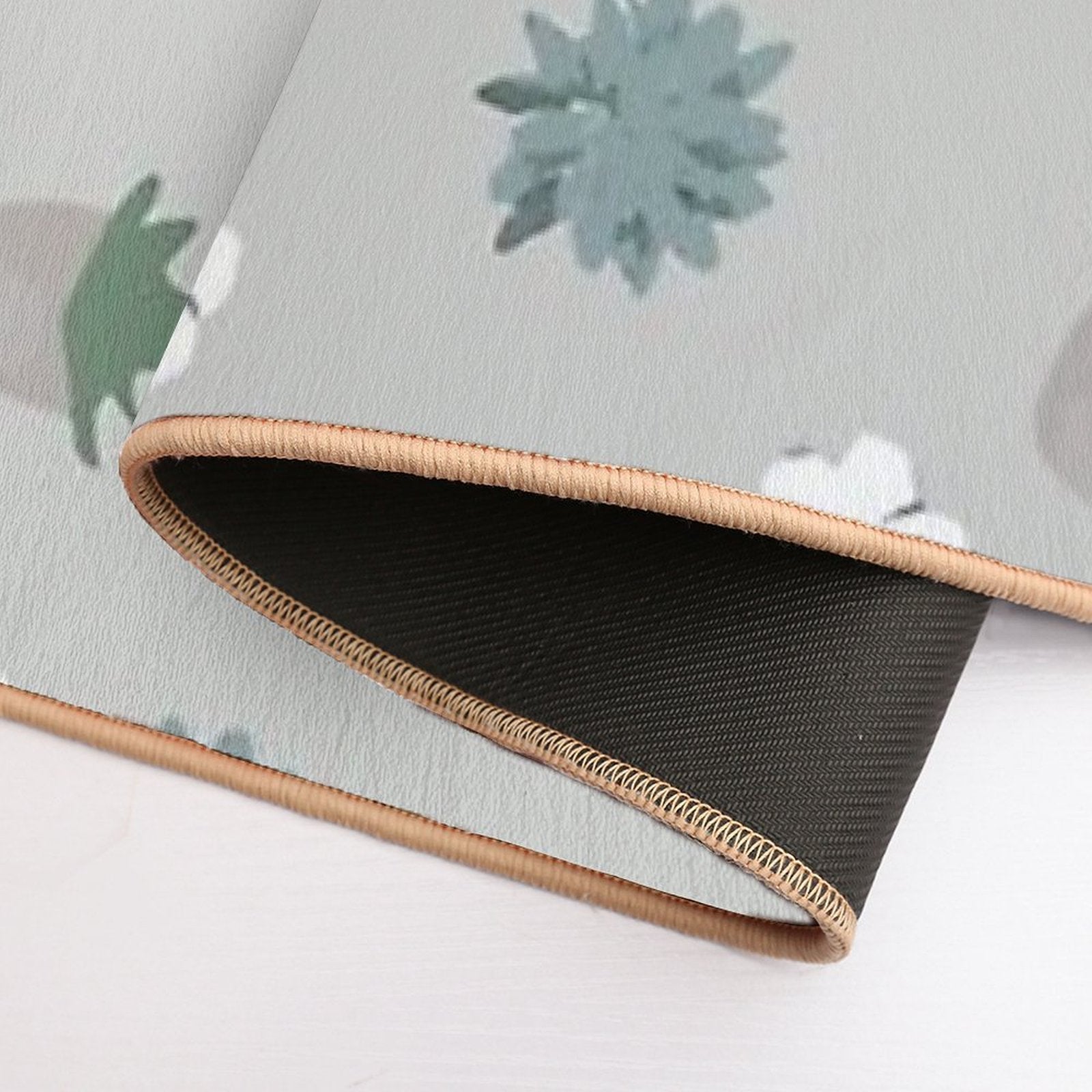 Succulent Pattern. Grey, Green.  Odorless Bath Mat