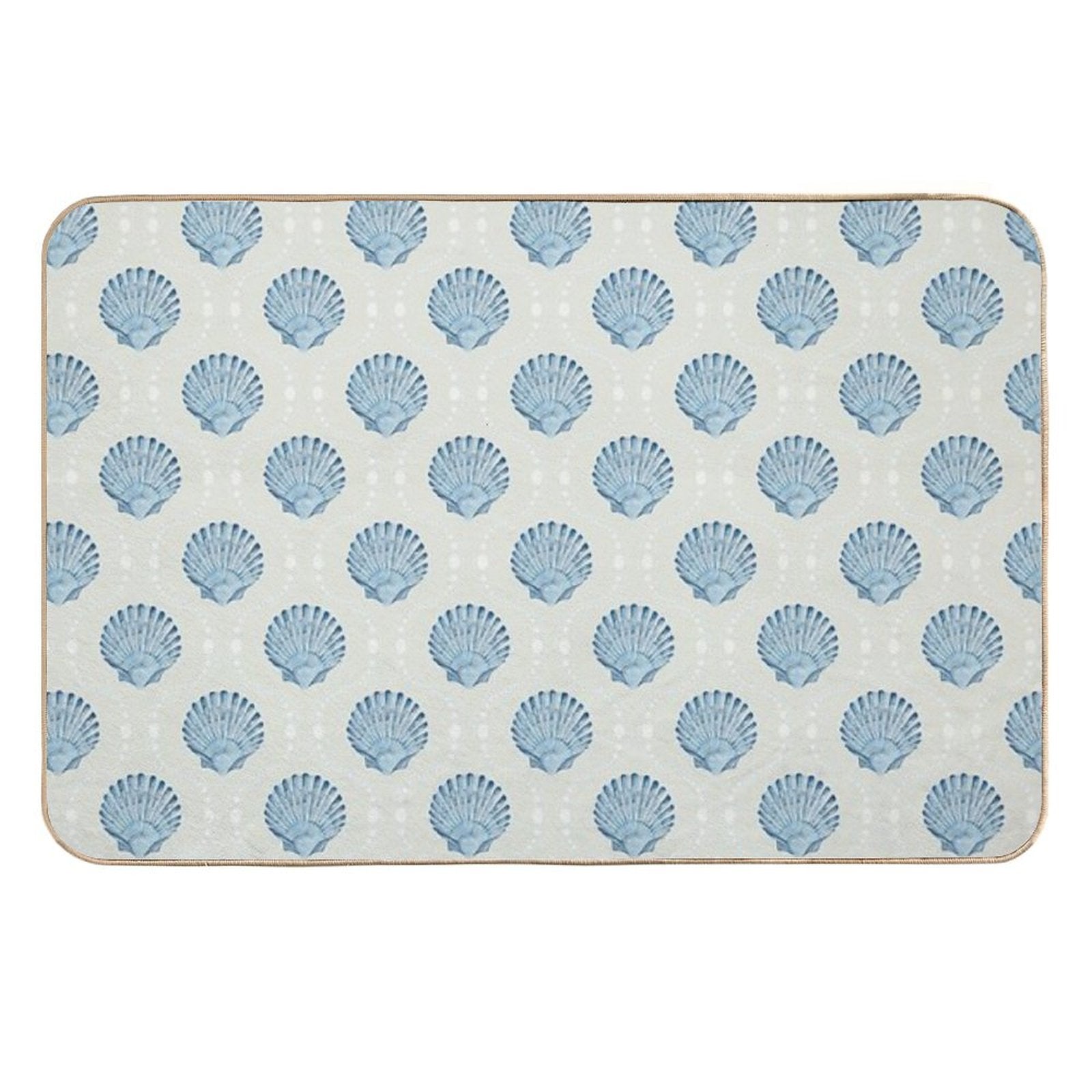 Scallops And Spots Neutral And Blue  Toxin-Free Bath Mat