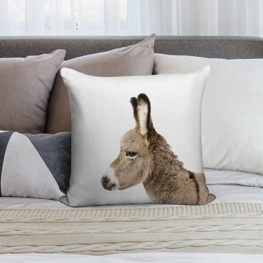 Donkey Print, Nursery, Animal, Kids Room, Modern Art, Wall Decor Soft Ultra-Soft Texture Throw Pillow